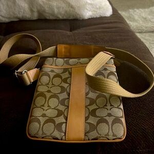 EUC signature natural leather cross body bag